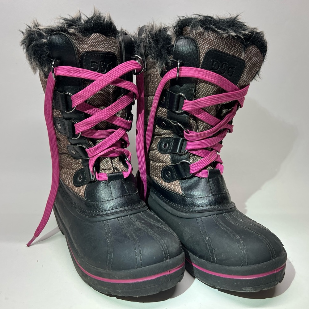 DSG Winter boots, Girls, Size 6, black and pink
